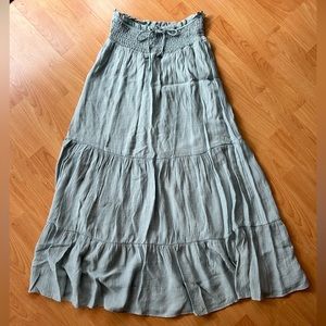 Long Tiered Maxi Skirt - light powder blue